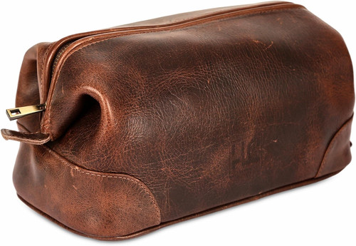 Leather toiletry bag - leather, men